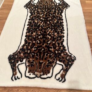 Anthropologie Leopard Print Throw Blanket - Cream and Brown